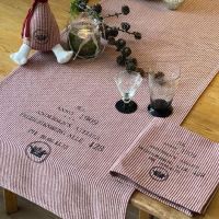 Servietter til julebordet i bomulds stof rød og creme fra danishville