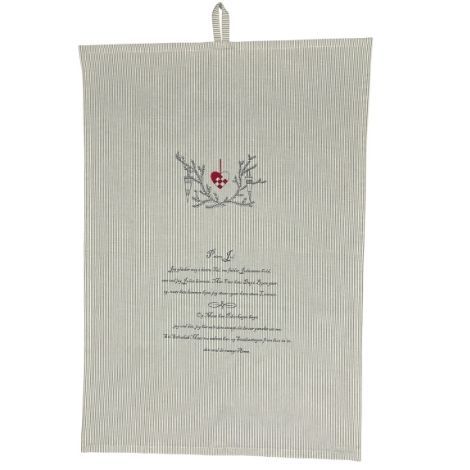 Viskestykke med juledigt peters jul stribet beige bomuld