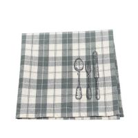 Stofserviet grøn grå og hvid tern med motiv bomuld 40x40