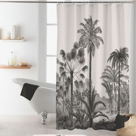 Badeforhæng med palmer 180x200 i polyester