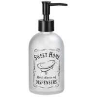 Sæbedispenser glas matteret sweet home med sort pumpe