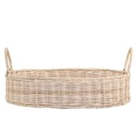 Rund serveringsbakke flet med hanke fra chic antique