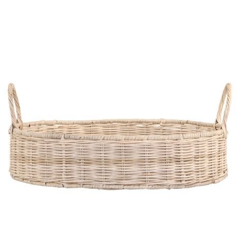 Rund serveringsbakke flet med hanke fra chic antique