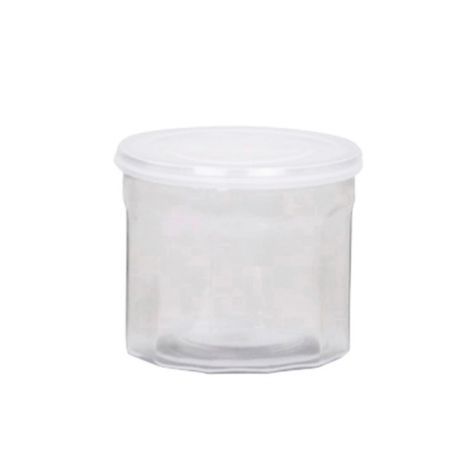 Glaskrukke med låg i plast rummer 700 ml.