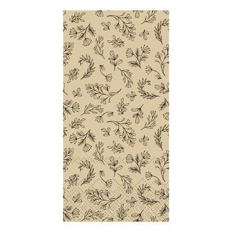 Servietter med mønster gul med sorte blade 3 lags i papir