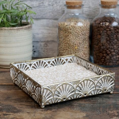 Servietholder creme messing look i jern fra chic antique