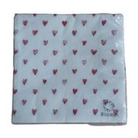 Servietter hvid med røde hjerter i papir 