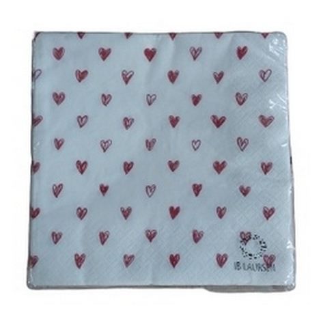 Servietter hvid med røde hjerter i papir 