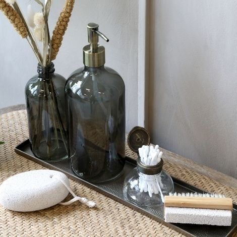 Sæbedispenser grøn glas med 2 pumper