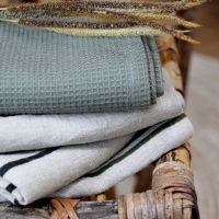 Vaflet viskestykker grøn i Eternel serien fra Chic Antique