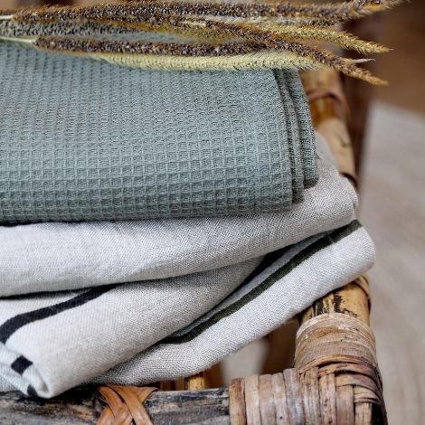 Vaflet viskestykker grøn i Eternel serien fra Chic Antique