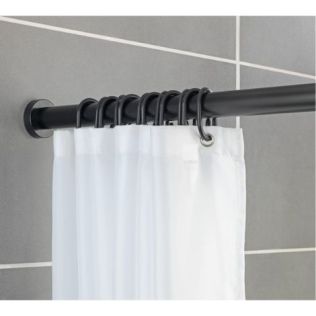 Stang til bruseforhæng i sort metal ø 2,2 cm. længde 75 - 220 cm