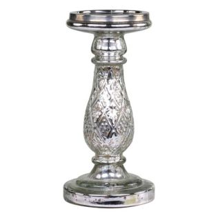 Sølv lysestage med riller og mønster til bloklys fra chic antique
