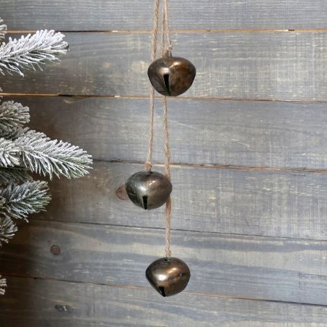 Nostalgisk julepynt juleklokker til ophæng antique messing look