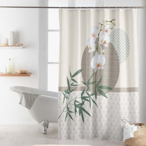 Badeværelses forhæng med orkide motiv 180x200