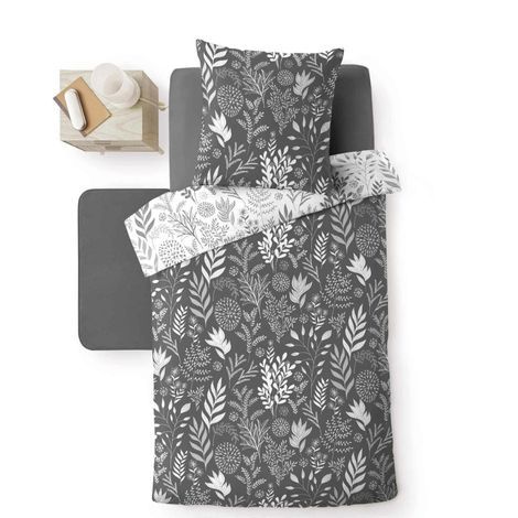 Lysegråt sengetøj 140x200 med mønster