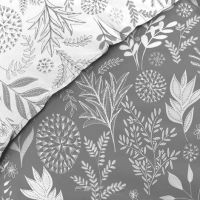 Lysegråt sengetøj med hvidt mønster i bomuld