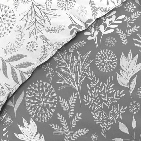 Nærbillede af sengetøj gråt til dobbeltdyne