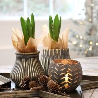 Glas urtepotter som fyrfadsstage fra chic antique