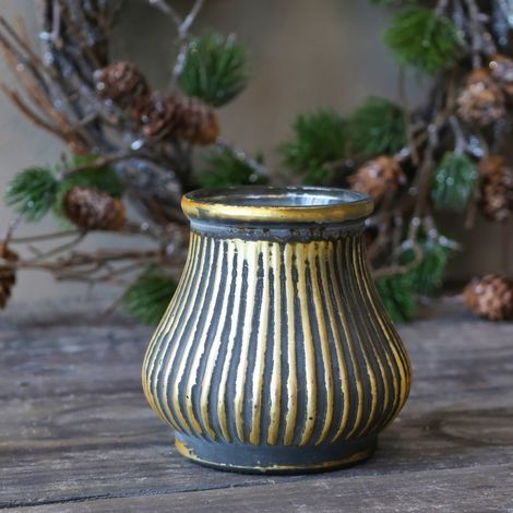 Glas urtepotter med mønster kul og guld farve fra chic antique