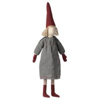 Maileg nissepige stor med petrol farvet kjole