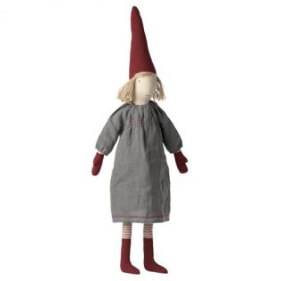 Maileg nissepige stor med petrol farvet kjole