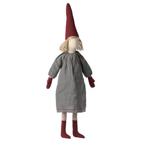 Maileg nissepige stor med petrol farvet kjole