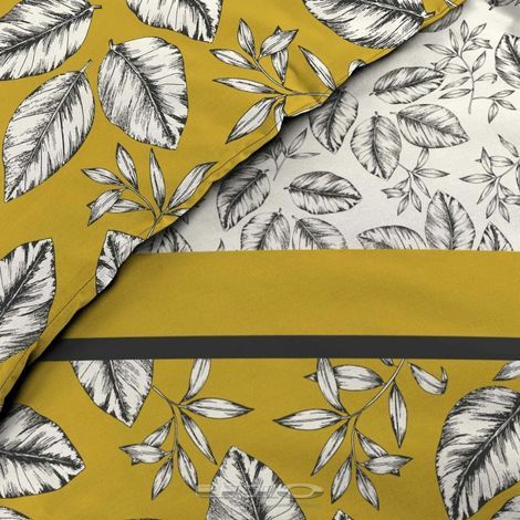 Nærbillede af gult sengetøj 140x200 i bomuld