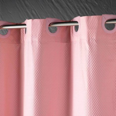 Lyserødt badeforhæng 180x200 med integrerede øjer