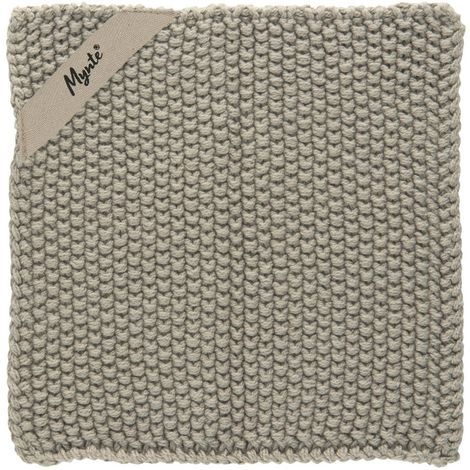 Strikkede grydelapper sand farvet i bomuld