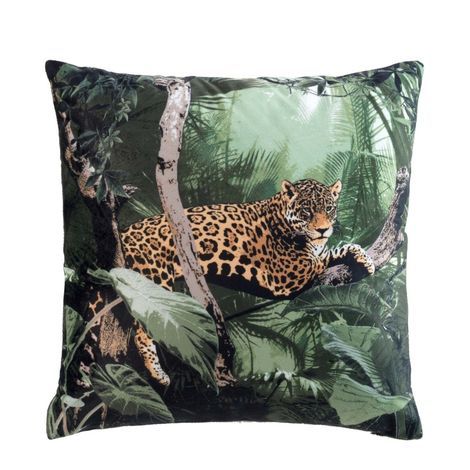 pude med dyr leopard i junglen 45x45 i velour