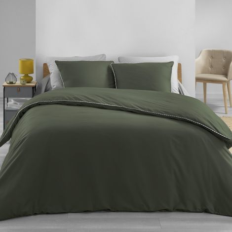 Sengesæt grønt med blonde 240x220 i lækker bomuld