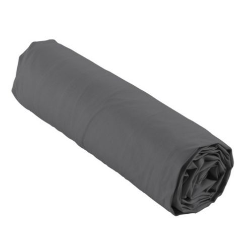 Gråt faconlagen glat 180x200 i ren bomuld