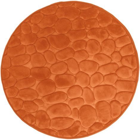 Orange rund bademåtte ø 60 cm. skridsikker med blødt memoryskum