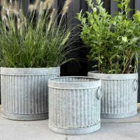 Urtepotteskjuler i zink stor med grønne planter