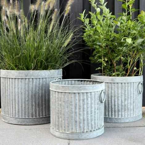 Urtepotteskjuler i zink stor med grønne planter