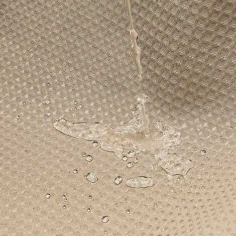 Badeforhæng brun beige 180x220 nærbilled af vaffel mønsteret