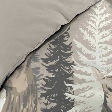 Nærbillede af sengetøj med kronhjort 240x220