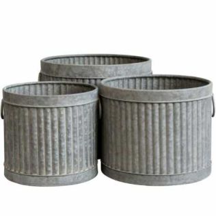 Urtepotteskjuler med håndtag i zink til planter og blomster