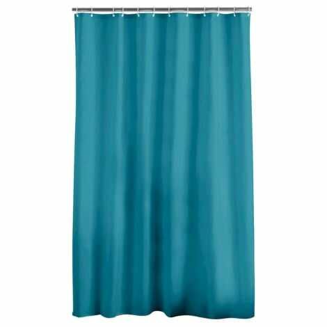 Turkis badeforhæng 180x200 med ringe til ophæng