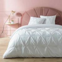 Hvidt sengesæt 240x220 i bomuld med fine syede effekter