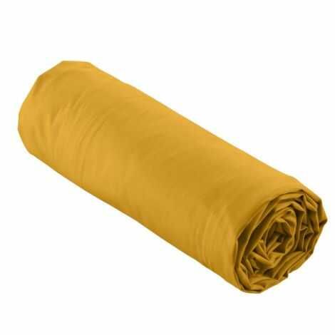 Gult lagen 180x200 glat rullet sammen så det ikke fylder så meget i skabet