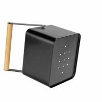 Flaskekurv i metal sort med huller i bunden