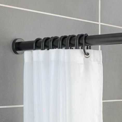 Badeforhængsstang sort justerbar fra 70 - 115 cm i længden