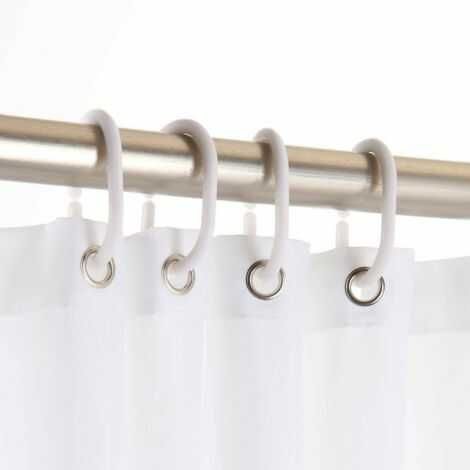 Badeforhæng blå og hvid leveres med 12 hvide plastikringe til ophæng