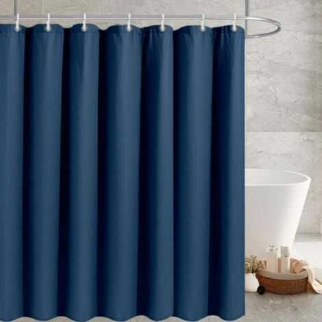 Vaflet badeforhæng  mørkeblå længde 200 og 220 cm klæbefrit