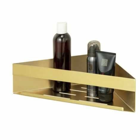 Hjørnehylde til brusekabine med shampoo rustfrit guld look