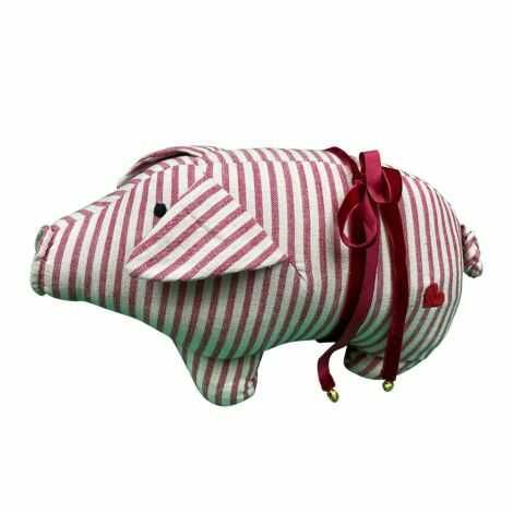 Dørstopper dyr i stof gris med bånd om maven