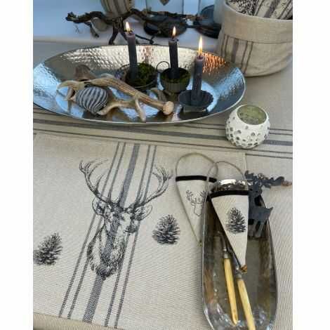 Dækkeservietter stof hør farvet med kronhjort smuk dækket op på bordet