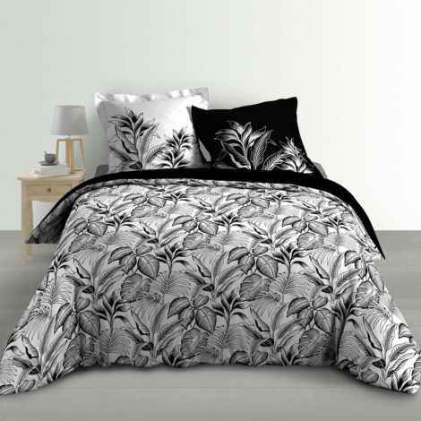 Sort hvid sengetøj til dobbeltdyne 240x220 i bomuld